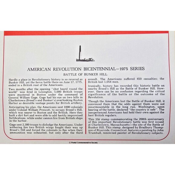 Battle of Bunker Hill Bicentennial American Revolution 1775 - 1975 FDC - Picture 2 of 3